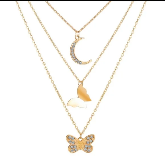 butterfly moon layered necklace - Picture 2 of 6